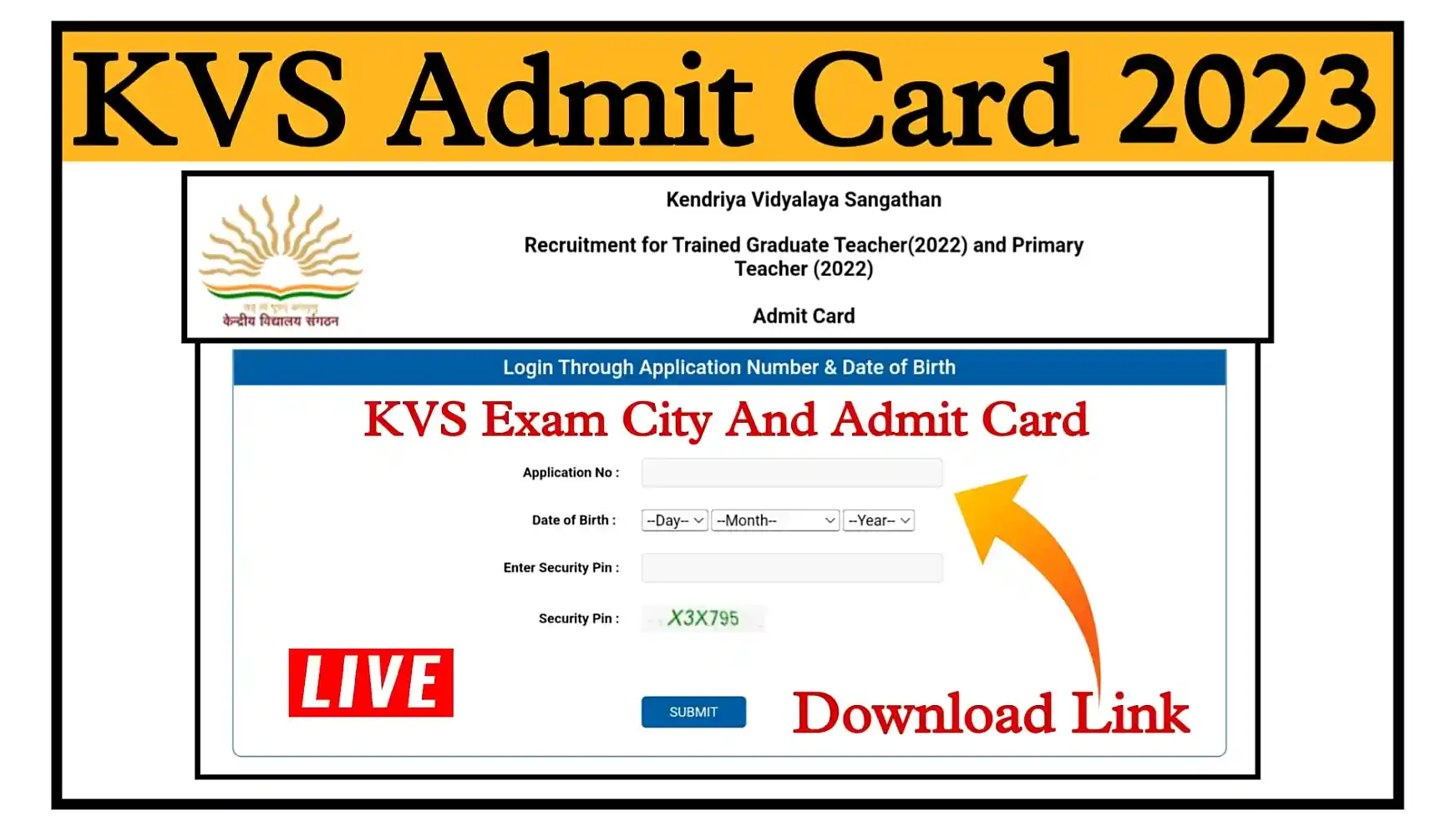 KVS Admit Card 2023 Download Link केंद्रीय विद्यालय संगठन भर्ती की Exam City और Admit Card यहां से डाउनलोड करें