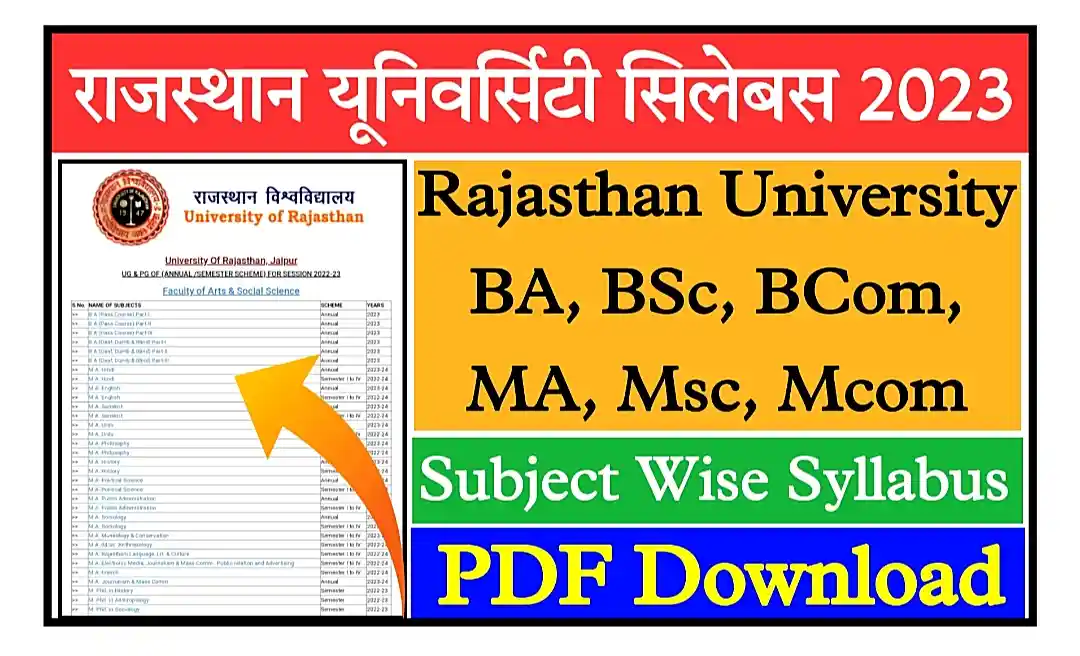 Rajasthan University Syllabus 2023 Download Link BA, BSc, BCom, MA, MSc, MCom All Subject Wise PDF
