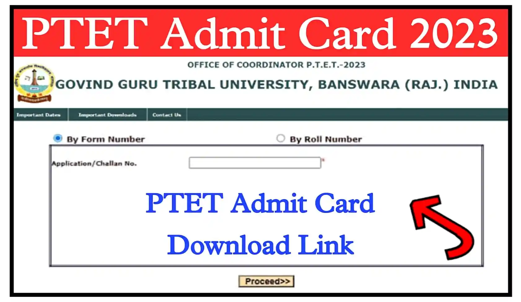 Rajasthan PTET Admit Card 2023 Name Wise Download Link @ptetggtu.com