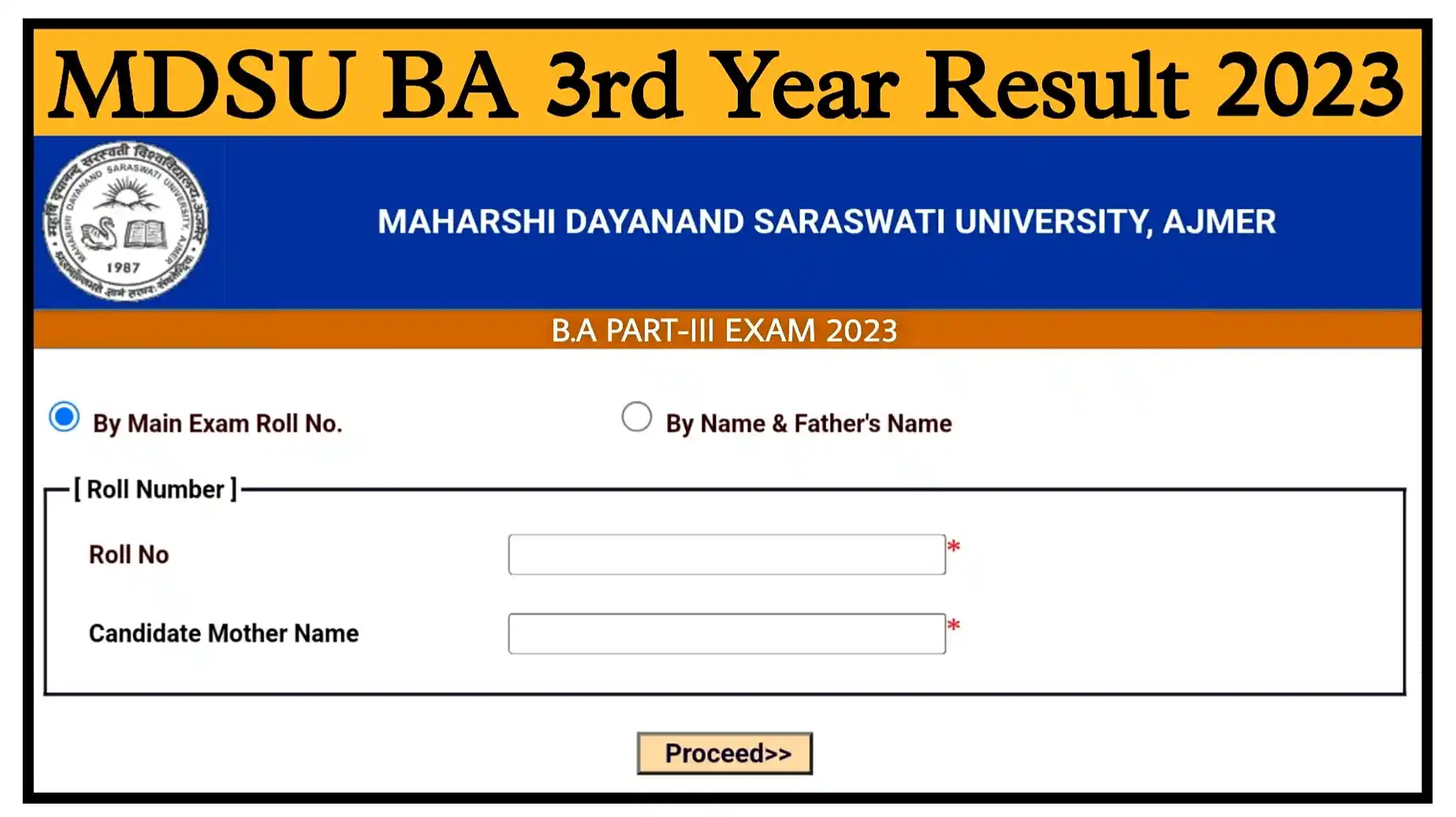 MDSU BA 3rd Year Result 2023 Released MDSU University BA Final Year Result Name Wise Check Link