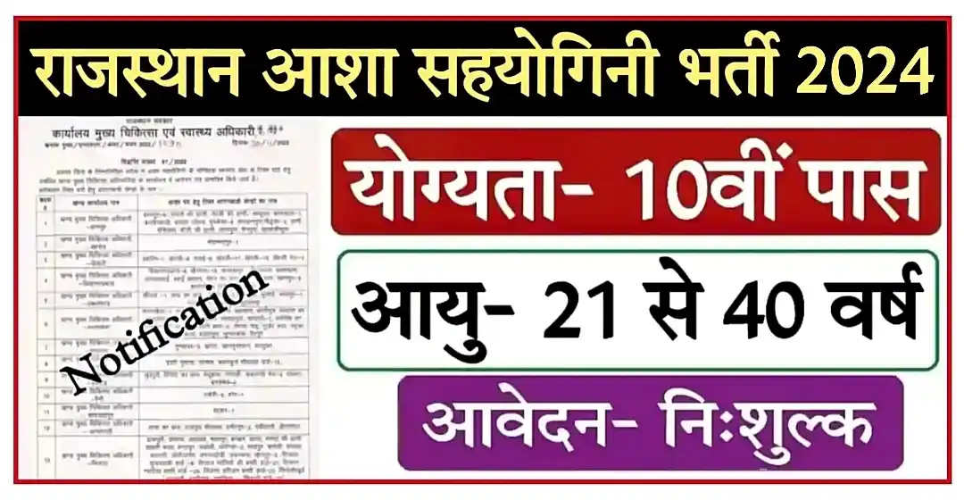 Rajasthan Asha Sahyogini Recruitment 2024 राजस्थान आशा सहयोगिनी भर्ती