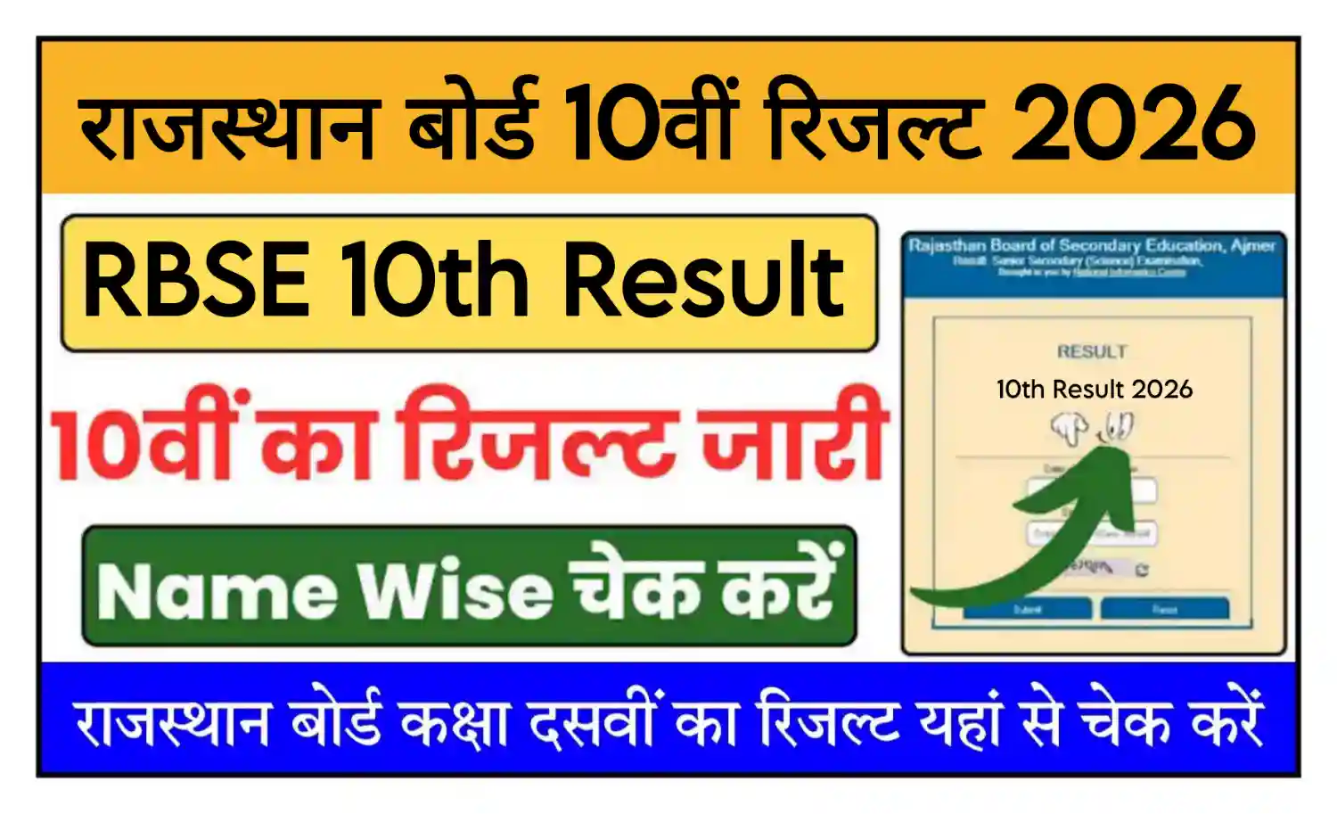 Rajasthan Board 10th Result 2026 राजस्थान बोर्ड 10वीं कक्षा का परिणाम कब आएगा, यहां से देखें @rpresult.com
