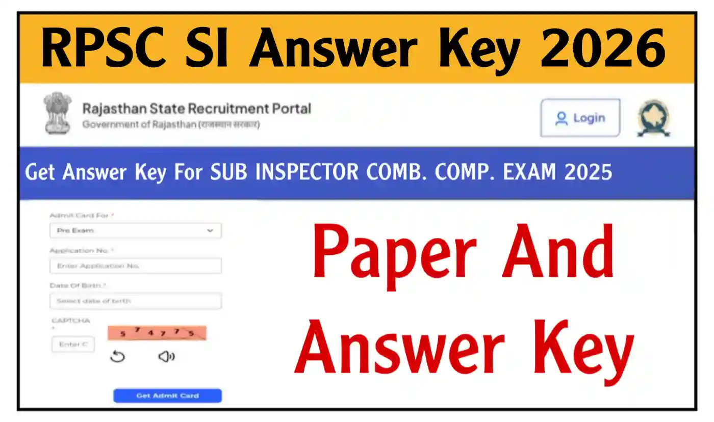 Rajasthan Police SI Answer Key 2026 सब इंस्पेक्टर परीक्षा के Paper और Official Answer Key डाउनलोड करें @rpresult.com