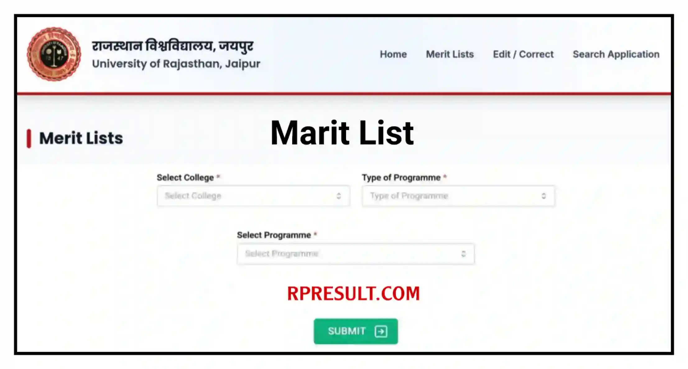 Rajasthan University College Merit List 2026 राजस्थान संगठक कॉलेज BA, BSc, BCom की Merit List यहां से देखें